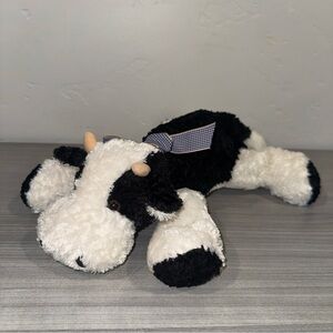 Mary Meyer 12" Flip Flops Lying Down Bessie Cow Stuffed Animal Plush Gingham Bow
